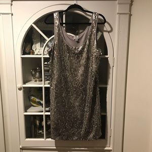LIGHTLY WORN Silver Sequin Tank Dress!